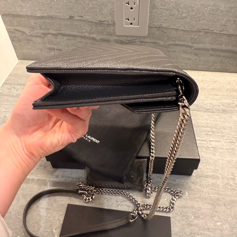 Saint Laurent Black Quilted Leather Monogram Crossbody Bag - Picture 6 of 14